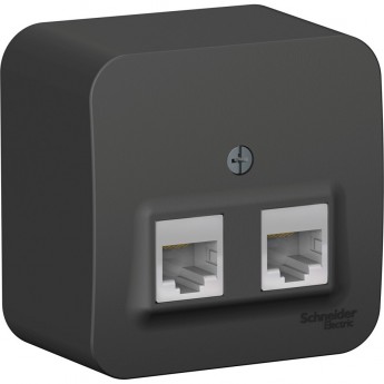 Розетка компьютерная двойная SCHNEIDER ELECTRIC BLANCA RJ45, кат.5E, с изолирующей пластиной, АНТРАЦИТ