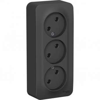 Трёхместная розетка SCHNEIDER ELECTRIC BLANCA без заземления, без шторок, с изолирующей пластиной, 16А, 250В, АНТРАЦИТ